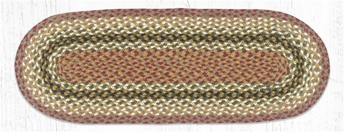 Olive/Burgundy/Gray Jute Braided Table Runner 13"x36" Thumbnail