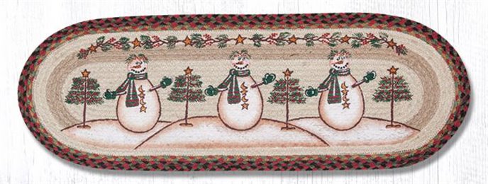 Moon & Star Snowman Oval PBraided Table Runner 13"x36" Thumbnail