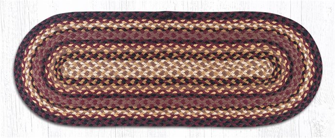 Black Cherry/Chocolate/Cream Jute Braided Table Runner 13"x36" Thumbnail