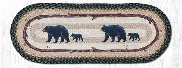 Mama & Baby Bear Oval Braided Table Runner 13"x36" Thumbnail