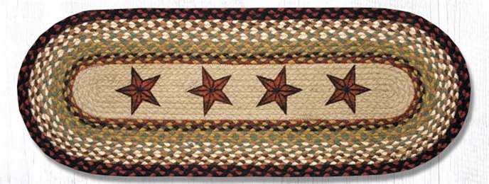 Barn Stars Oval Braided Table Runner 13"x36" Thumbnail