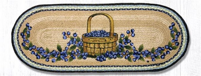 Blueberry Basket Oval Braided Table Runner 13"x36" Thumbnail