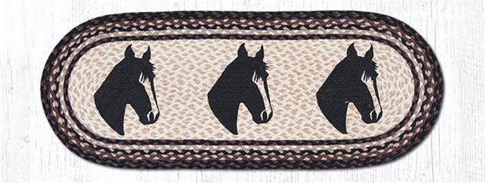 Horse Portrait Oval Braided Table Runner 13"x36" Thumbnail