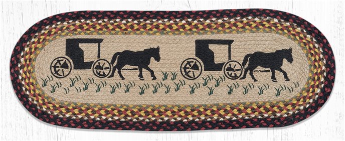 Amish Buggy Oval Braided Table Runner 13"x36" Thumbnail