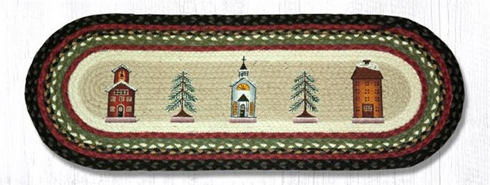 Winter Village Oval Braided Table Runner 13"x36" Thumbnail