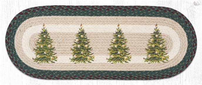 Christmas Tree Oval Braided Table Runner 13"x36" Thumbnail