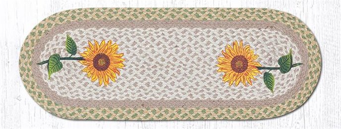 Tall Sunflowers Oval Braided Table Runner 13"x36" Thumbnail