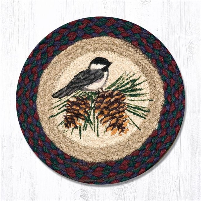 Chickadee Printed Round Braided Trivet 10"x10" Thumbnail