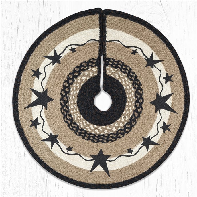 Primitive Stars Black Printed Braided Tree Skirt Round 30"x30" Thumbnail