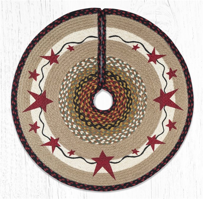 Primitive Stars Burgundy Printed Braided Tree Skirt Round 30"x30" Thumbnail