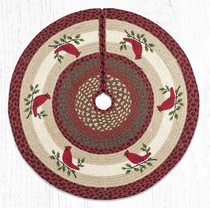 Holly Cardinal Printed Braided Tree Skirt Round 30"x30" Thumbnail