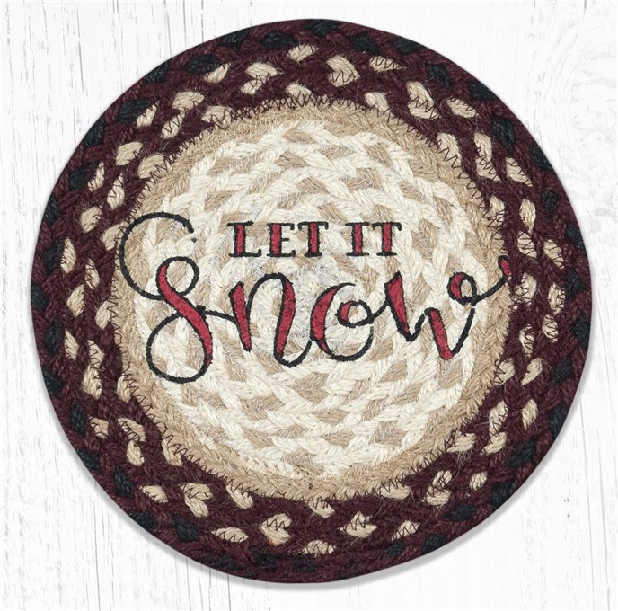 Let It Snow Printed Round Braided Trivet 10"x10" Thumbnail