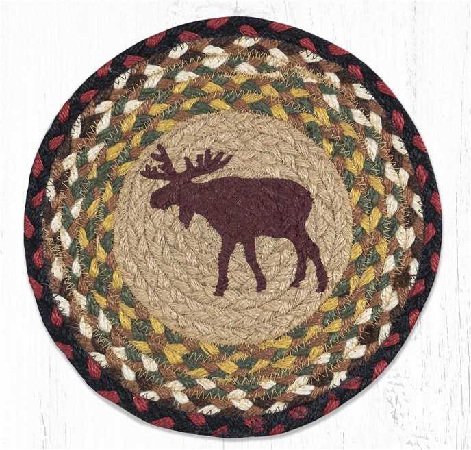 Moose Printed Round Braided Trivet 10"x10" Thumbnail