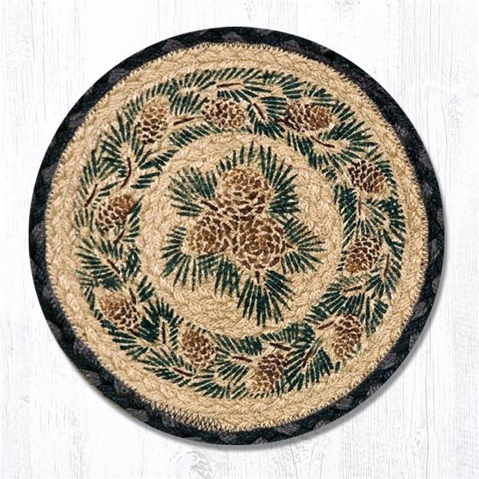 Pinecone Printed Round Braided Trivet 10"x10" Thumbnail