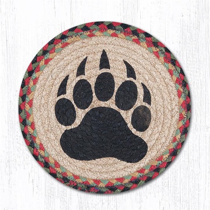 Bear Paw Printed Round Braided Trivet 10"x10" Thumbnail