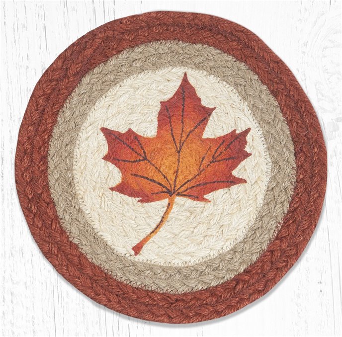 Maple Leaf Printed Round Braided Trivet 10"x10" Thumbnail