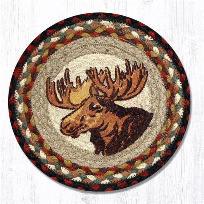 Moose Portrait Printed Round Braided Trivet 10"x10" Thumbnail