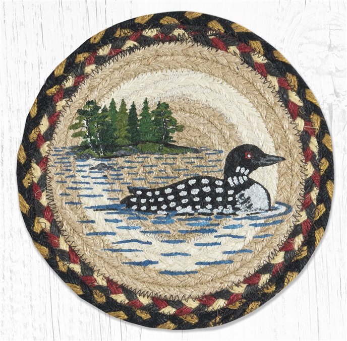 Loon Braided Printed Round Braided Trivet 10"x10" Thumbnail