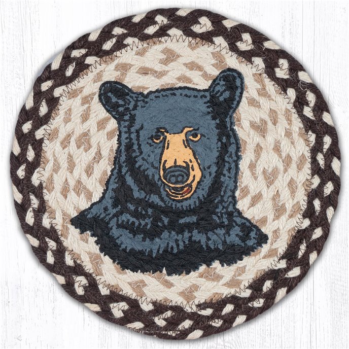 Bear Printed Round Braided Trivet 10"x10" Thumbnail