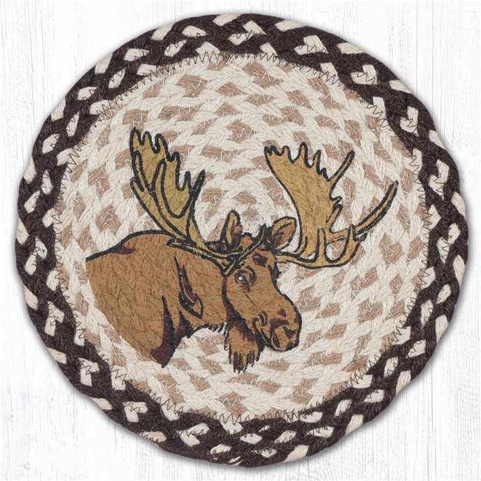 Moose Printed Round Braided Trivet 10"x10" Thumbnail