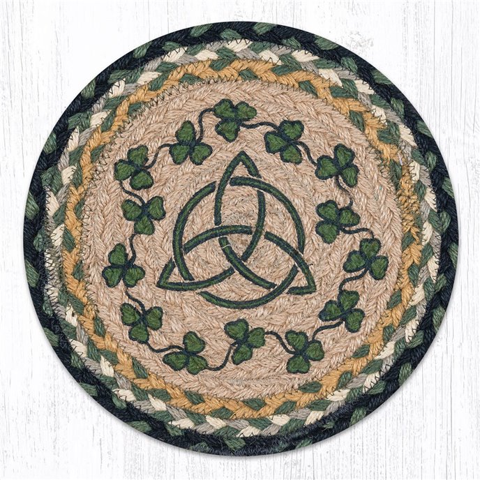 Irish Shamrock Printed Round Braided Trivet 10"x10" Thumbnail