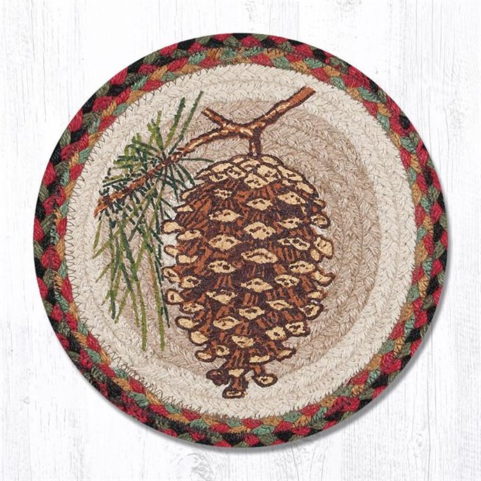 Pinecone Printed Round Braided Trivet 10"x10" Thumbnail