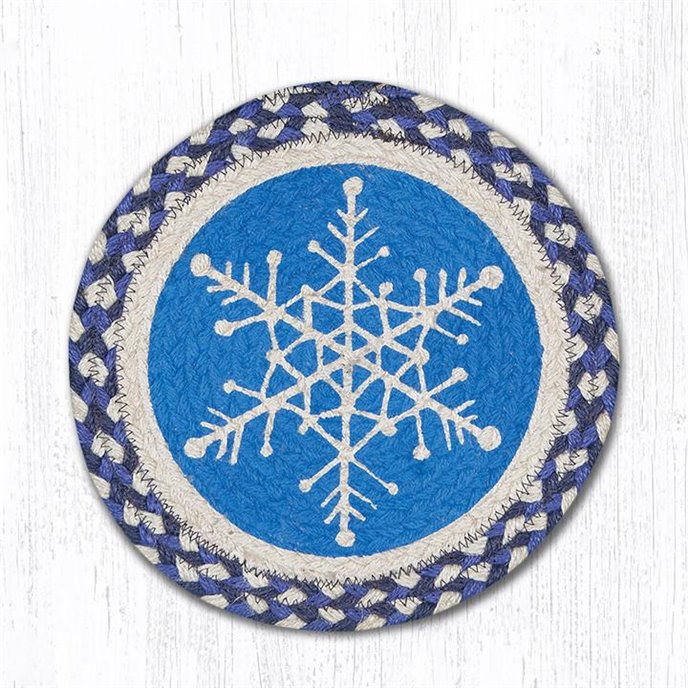 Snowflake Printed Round Braided Trivet 10"x10" Thumbnail
