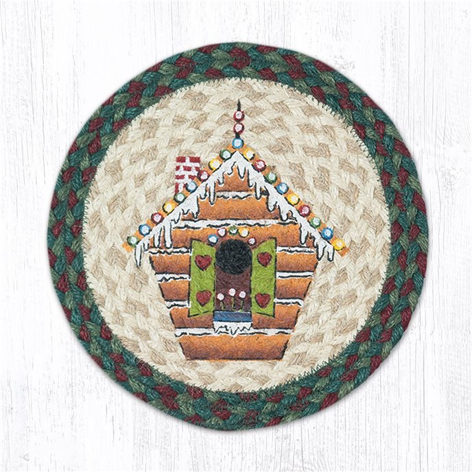 Gingerbread House Printed Round Braided Trivet 10"x10" Thumbnail