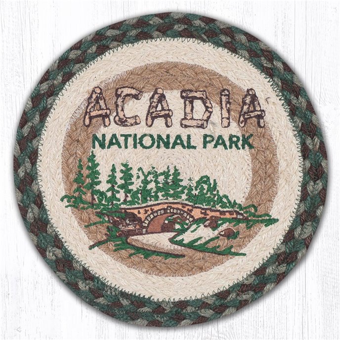 Acadia Bridge Printed Round Braided Trivet 10"x10" Thumbnail