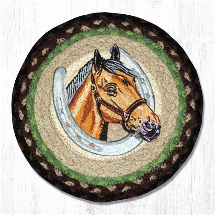 Horse Portrait Printed Round Braided Trivet 10"x10" Thumbnail