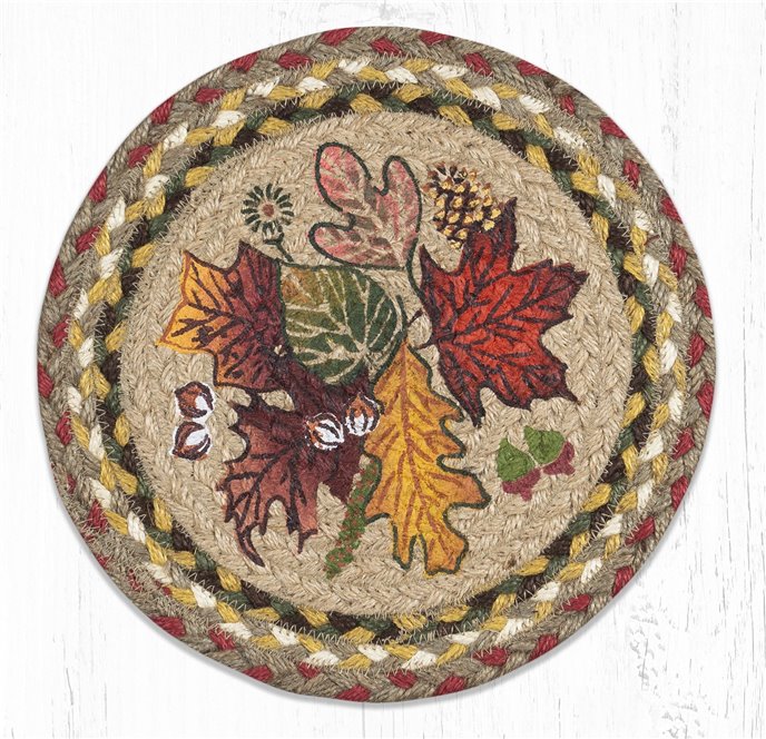 Autumn Leaves Printed Round Braided Trivet 10"x10" Thumbnail
