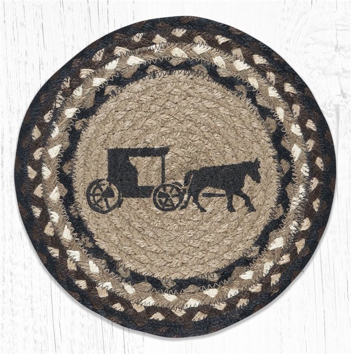 Amish Buggy Printed Round Braided Trivet 10"x10" Thumbnail