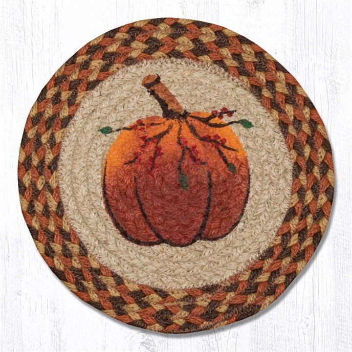 Pumpkin Printed Round Braided Trivet 10"x10" Thumbnail