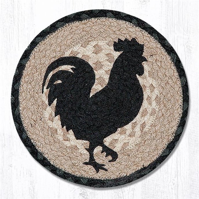 Rooster Silhouette Printed Round Braided Trivet 10"x10" Thumbnail