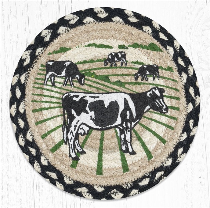 Cows Printed Round Braided Trivet 10"x10" Thumbnail