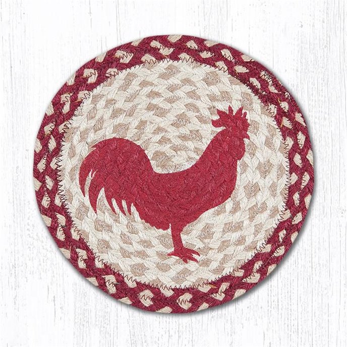 Red Rooster Printed Round Braided Trivet 10"x10" Thumbnail
