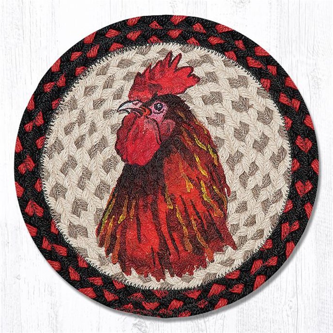 Rooster Printed Round Braided Trivet 10"x10" Thumbnail