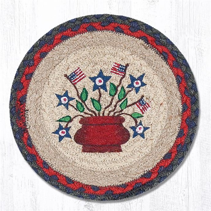 Americana Bouquet Printed Round Braided Trivet 10"x10" Thumbnail