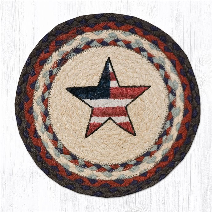 Americana Star Printed Round Braided Trivet 10"x10" Thumbnail