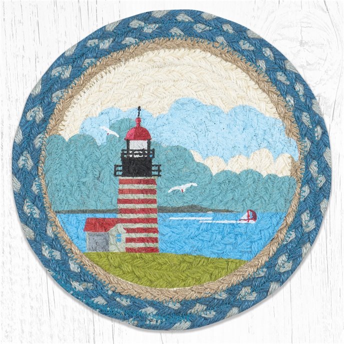 Quoddy Lighthouse Printed Round Braided Trivet 10"x10" Thumbnail