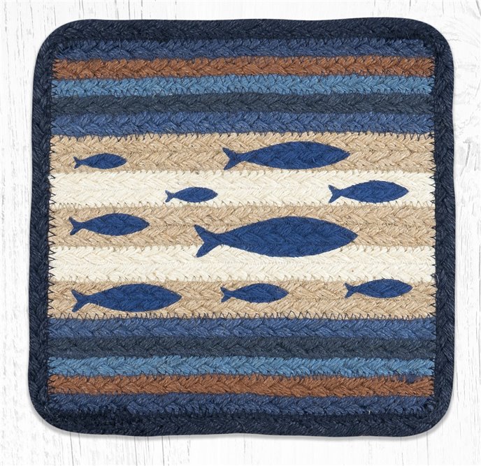 Fish Square Printed Braided Trivet 10"x10" Thumbnail