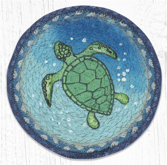 Sea Turtle Printed Round Braided Trivet 10"x10" Thumbnail