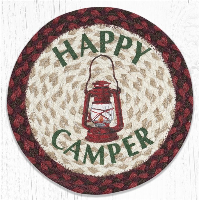 Happy Camper Printed Round Braided Trivet 10"x10" Thumbnail