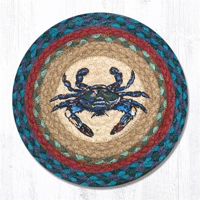 Blue Crab Printed Round Braided Trivet 10"x10" Thumbnail