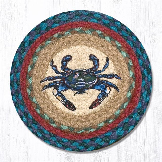 Blue Crab Printed Round Braided Trivet 10"x10" Thumbnail