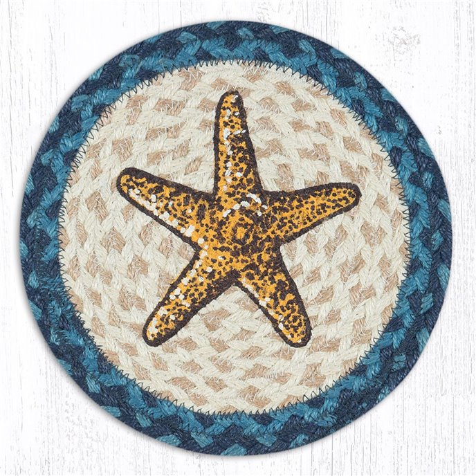 Starfish Printed Round Braided Trivet 10"x10" Thumbnail