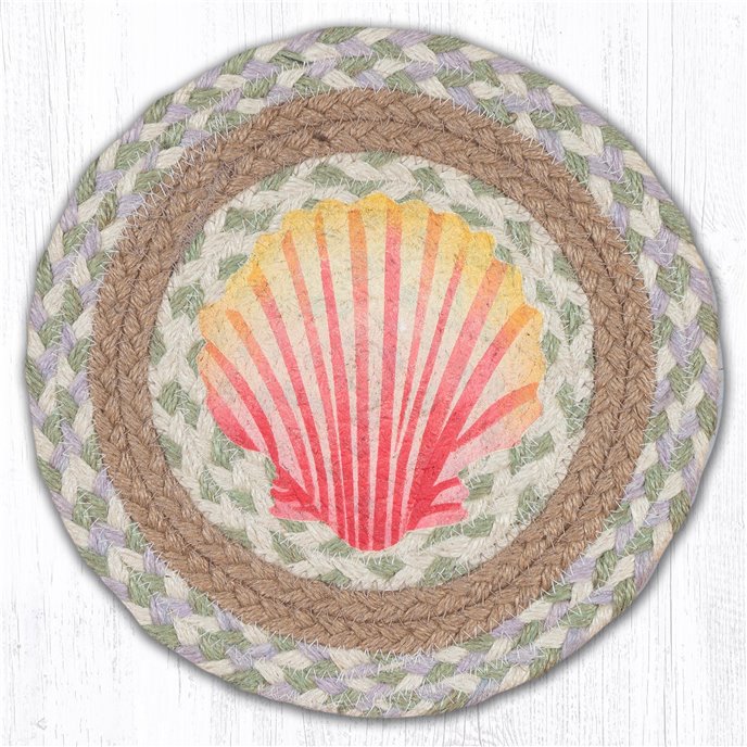 Scallop Printed Round Braided Trivet 10"x10" Thumbnail