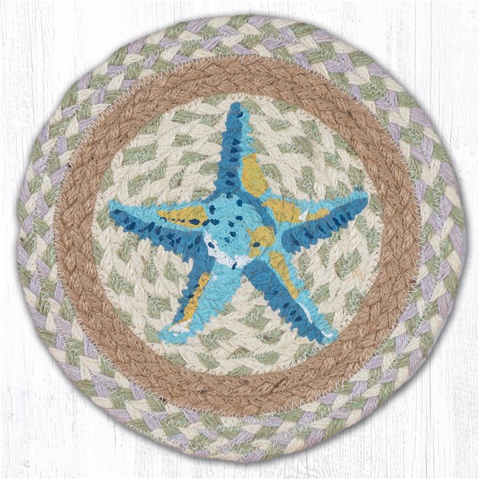 Starfish Printed Round Braided Trivet 10"x10" Thumbnail