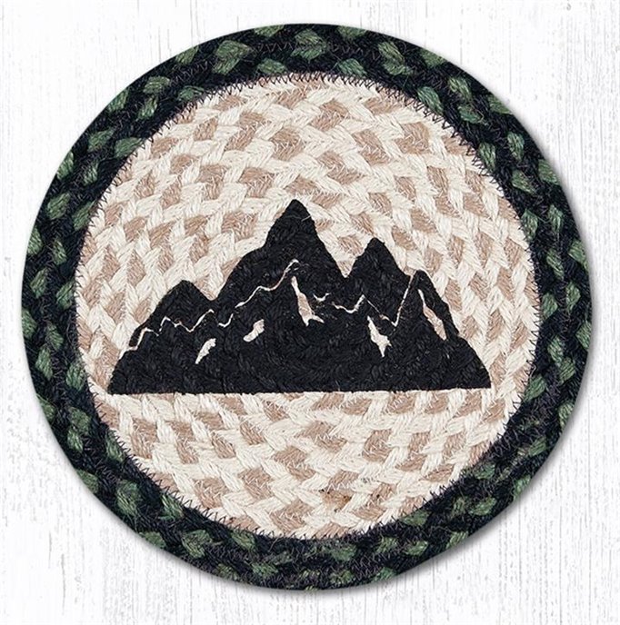 Mountain Silhouette Printed Round Braided Trivet 10"x10" Thumbnail