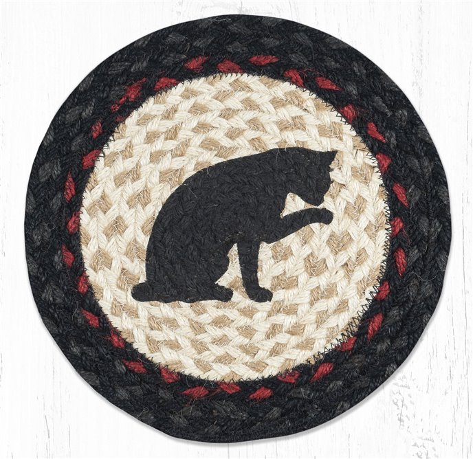 Cat Printed Round Braided Trivet 10"x10" Thumbnail